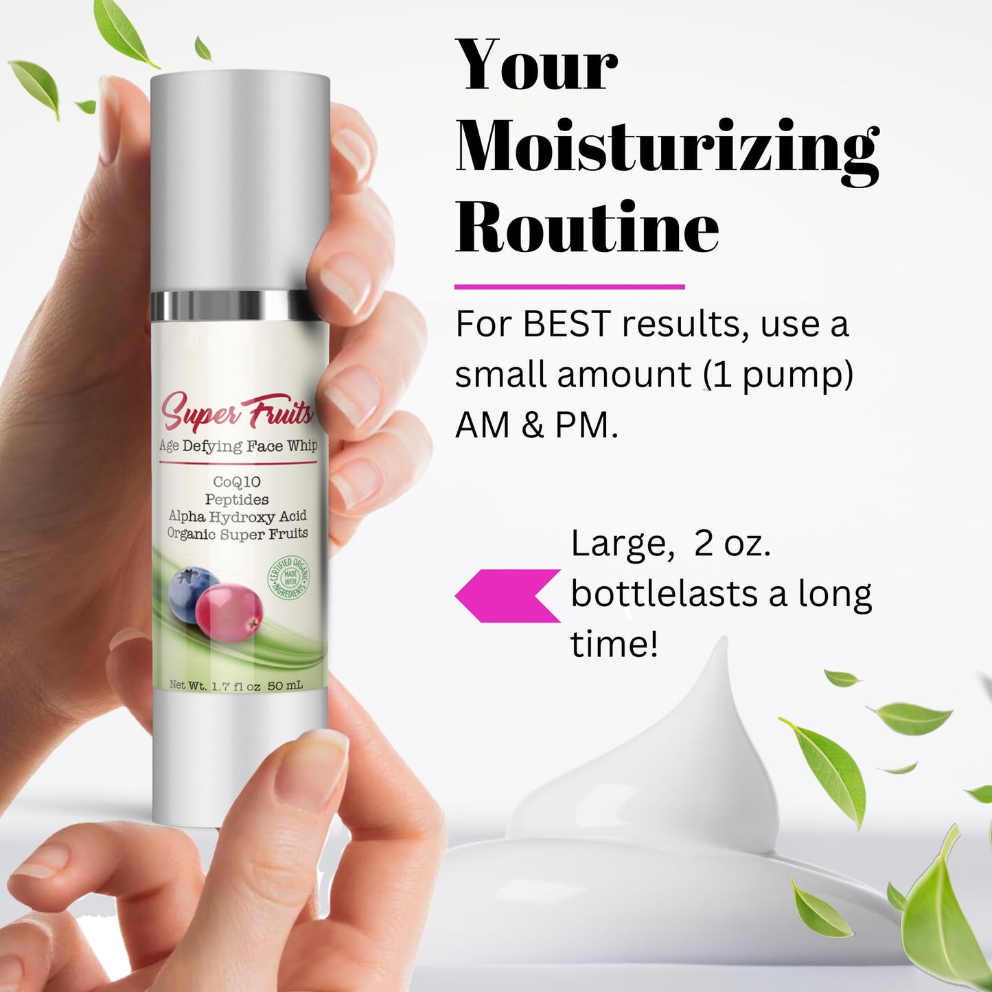 Fifth & Skin Super Fruits Age Defying FACE CREAM - Made in USA - Face Whip (2 oz.) Organic Moisturizer: Dry, Oily or Sensitive Skin – Firm, Minimize Fine Lines & Help Fade Age Spots