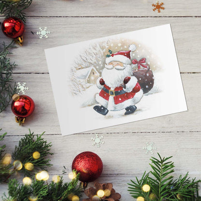 Canopy Street Masterpiece Happy Santa Christmas Cards / 16 Holiday Cards With Coordinating White Envelopes Set / 5 5/8" x 7 7/8" Jolly Winter Greeting Cards With Inside Verse/Made In The USA