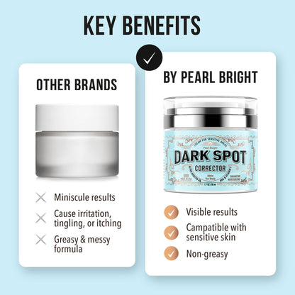 PearlBright Dark Spot Remover/Corrector for Face, Body and Sensitive areas with Licorice, Mulberry Extract Arbutin - Natural Skincare for Underarms, Elbows & Privates - Made in USA - 1.7OZ