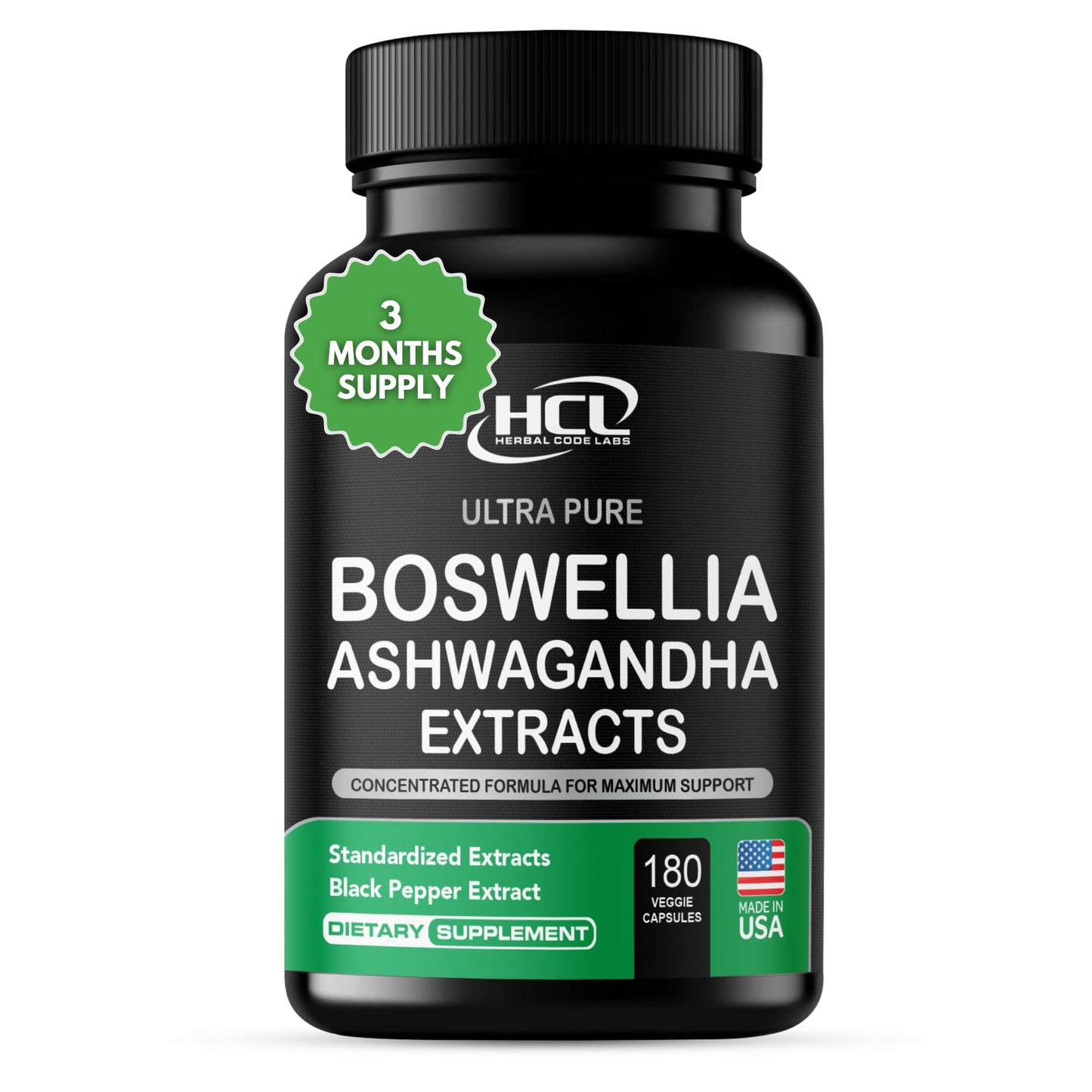 Boswellia Extract and Organic Ashwagandha Capsules 2000 mg - Strong Natural Support Pills 3 Month Supply - Consentrated Boswellia Serrata 65% Boswellic Acid with Ashwagandha Powder Supplement