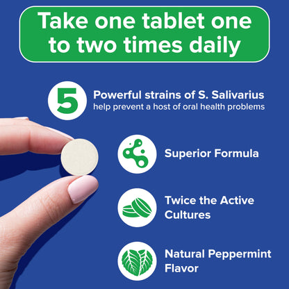Tuthi Oral Probiotics for Mouth Bad Breath Treatment for Adults - Dental Probiotics for Teeth and Gums - Oral Health Probiotics - 60 Lozenges Peppermint Flavor