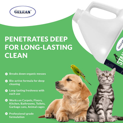 Strong Stain & Odor Eliminator - Cats & Dog Enzymatic Urine Destroyer -MADE IN USA- Fresh Scent Multi-Purpose Pet Stain Remover for Floors, Carpet, Bathrooms, Drains & Trash Deodorizer cleaner, 128oz