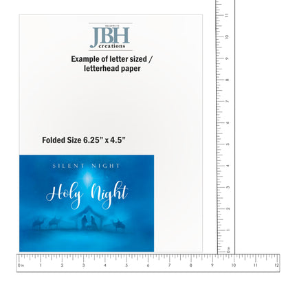 JBH Creations Silent Night Religious Christmas Card with Scripture - Pack of 24