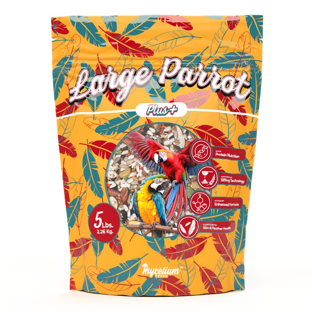 Parrot Plus Mycelium Organic Large Parrot Plus Bird Food (5 LBS) | Premium Bird Se ...