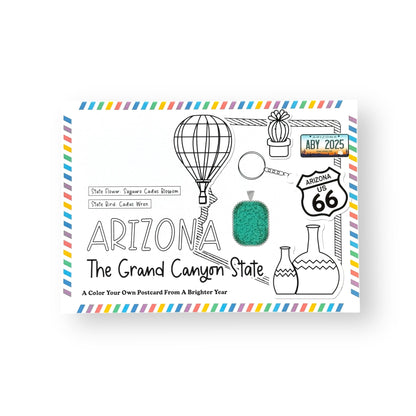 A Brighter Year Color Your Own Postcard - Arizona State - 5"x 7", Premium Quality, Sturdy Cardstock, Sized for Mailing, Illustrations - Stress & Anxiety Relief