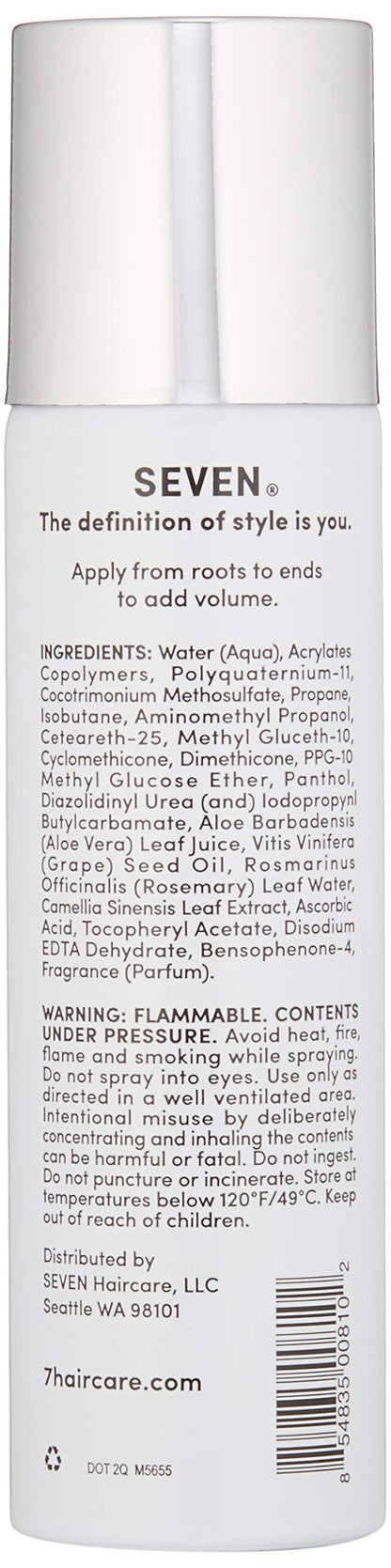 SEVEN Cubica Hair Mousse for Curly Hair, Wavy, Fine, Braids, Curls, Volumizing Silicone Free Mousse Foam for Frizz Control, Cruelty Free, Made in USA, 5.7 oz