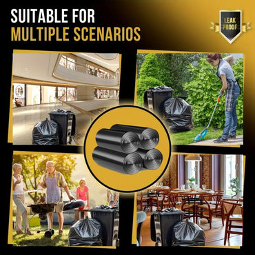 55-60 Gallon Trash Bags, 100 Count High Density Garbage Bags, Recycling Trash Can Liners, Sturdy & Tear-Resistant Large Black Plastic Bag for Kitchen Yard Outdoor Commercial Use, Lawn Leaf Waste Bags