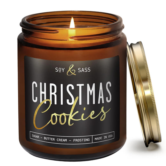 Christmas Cookie Candle, Cookie Candle – ‘Christmas Cookies’ Soy Candles, w/Sugar, Butter & Vanilla - Infused with Essential Oils I Christmas Candles I 9oz, 50Hr, Made in USA