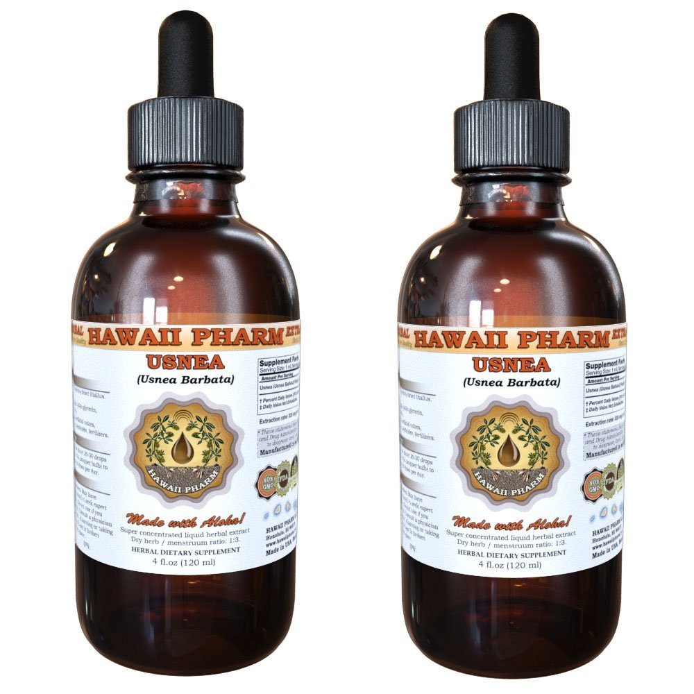 HawaiiPharm Usnea Liquid Extract, Usnea (Usnea barbata) Tincture, Herbal Supplement, Made in USA, 2x4 fl.oz