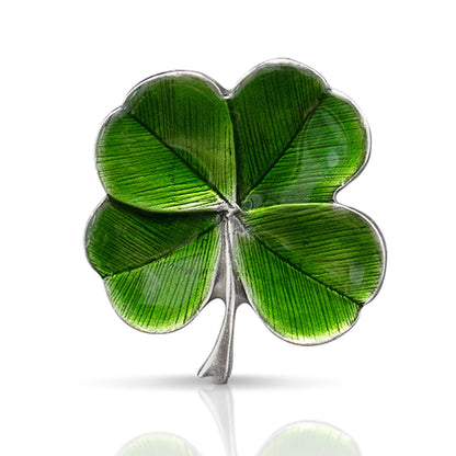 DANFORTH Four Leaf Clover Lapel Pin | Handcast Pewter Shamrock Lapel Pin, 3/4", Made in USA by Vermont Artisans | Lucky Irish Souvenir, St. Patricks Day Accessories
