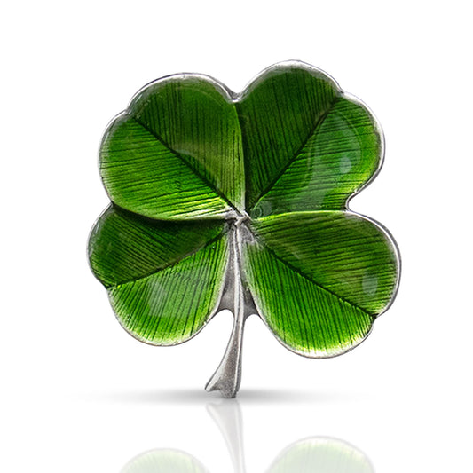 DANFORTH Four Leaf Clover Lapel Pin | Handcast Pewter Shamrock Lapel Pin, 3/4", Made in USA by Vermont Artisans | Lucky Irish Souvenir, St. Patricks Day Accessories