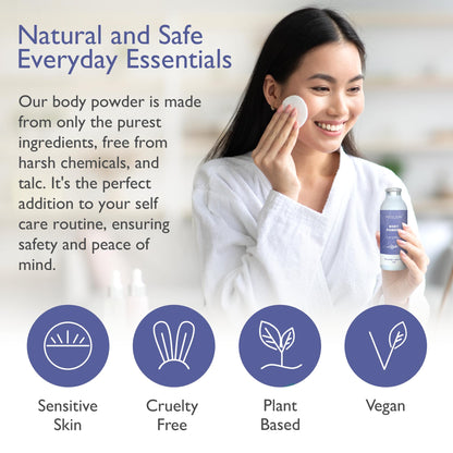 SoCal Suds & Company - Natural Body Powder Talc-Free with Arrowroot Powder, Kaolin, Aspen Bark Extract for Soft Soothing Delicate Skin - Lavender 4oz, 1-Pack