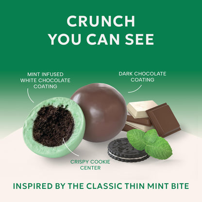 Snackathon Crisp Choco Mint Cookie Bites, 7.5 oz Resealable Snack Pack, Mint White and Dark Chocolate Covered Cookie Bite, Grocery Cookies for Parties, Snack Bag & Sharing, Made in USA