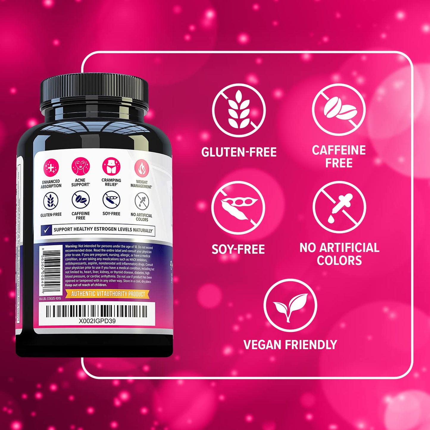 Vitauthority Women's Hormone Balance Supplement - 40:1 Myo-Inositol & D-Chiro Inositol Blend with DIM for Hormone Balance for Women - Women's Health Vitamin for Skin Energy & Cycle Support (1 Month)