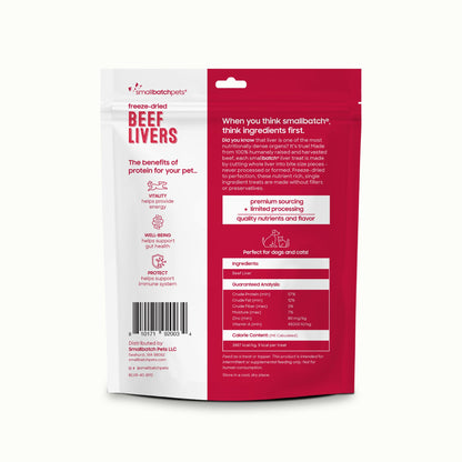 smallbatch Freeze Dried Dog Treats, Beef Liver Treats for Dogs & Cats, High Protein, Single Ingredient Dog Treat for Training or Food Topper, Natural, Humanely Sourced Meat, Made in The USA, 4 oz