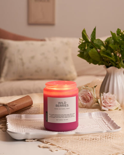 M&SENSE Wild Berries Large Soy Candles for Home Scented Organic Natural Soy Wax Candle 19.4oz 110 Hour Long Lasting, Christmas Holiday Scented Winter Gift for Bedroom Bathroom Home Decor