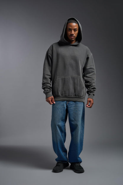 Expert Brand USA-Made Men's Oversized Heavyweight Cotton Pullover Hoodie, Charcoal, Large
