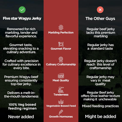 Five Star Wagyu Mesquite Beef Jerky, Soft & Mouth Melting Tender Jerky, Award-Winning Premium Beef Jerky, No Artificial Ingredients, Premium Gift Snack, Nitrate/Nitrite-Free, Gluten-Free, Wagyu Beef Snacks (2 Pack of 2oz-Total 4oz) Gourmet Beef Jerky