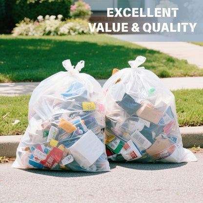 30 33 40 Gallon Clear Trash Bags, 260 Count High Density Garbage Bags, Made in USA, Recycling Trash Can Liners, Puncture-Resistant Plastic Waste Bags for Kitchens Yards Offices Commercial