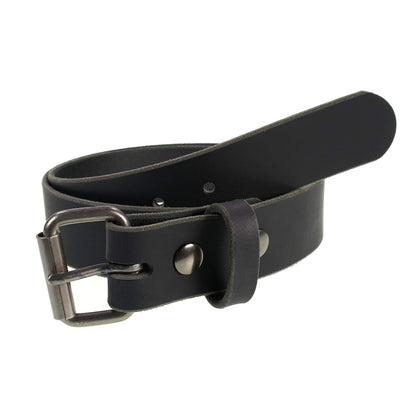 Men's Genuine Buffalo Leather Belt, 1 1/2" width, Handmade in the USA, By Amish (Black, 34" (Pants 30-31))