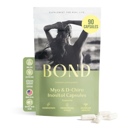 BOND Myo-Inositol & D-Chiro Inositol Supplement for Women | Supports PCOS & Hormone Balance, Ovulation & Regular Cycles – 40:1 Ratio | Fertility Supplements for Women | 90 Vegan Capsules (3/Day)
