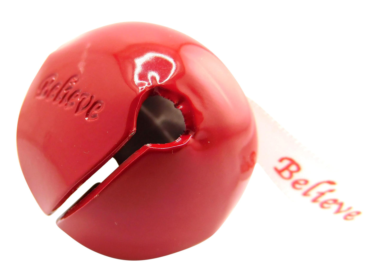 Believe Bell Ornament Red Metal Tree Decoration in Resealable Christmas Expressions Gift Bag, Made in The USA