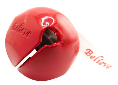 Believe Bell Ornament Red Metal Tree Decoration in Resealable Christmas Expressions Gift Bag, Made in The USA