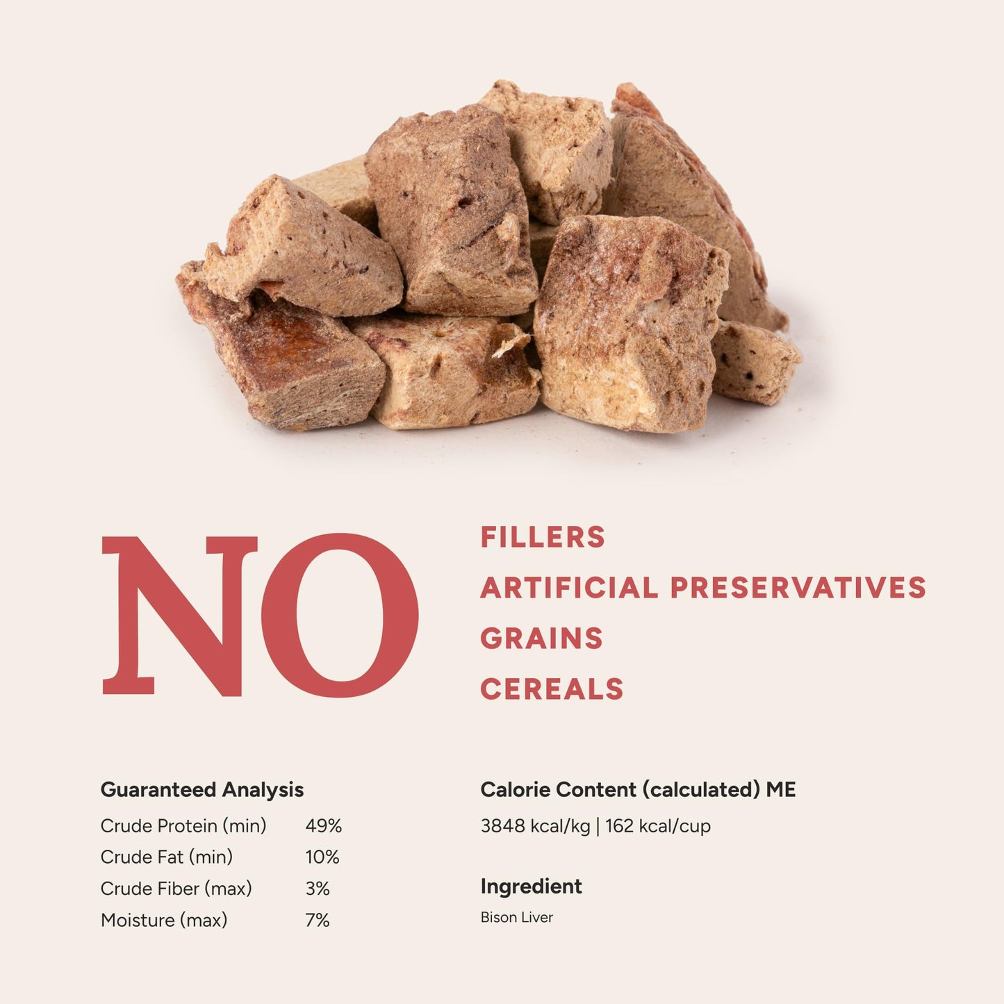 360 Pet Nutrition Freeze-Dried Raw Bison Liver Dog or Cat Treats/Bites, 1-Ingredient, High Protein, No Grain, Made in USA, All-Natural, 4 oz (Bison Liver), Healthy, Training Snacks, Premium Quality.