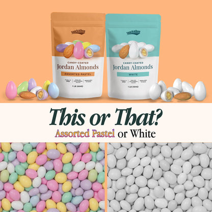 Snackathon Jordan Almonds, Assorted Pastel Candy-Coated Almonds, 1 LB Resealable Bag, Made in USA, Bulk Italian Confetti Wedding Favors, Baby & Bridal Showers, Party Buffets, Events & Holidays