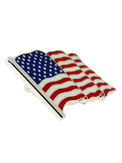 PinMart Patriotic Soaring Eagle Enamel Lapel Pin with Made in USA Silver Waving American Flag Lapel Pin.