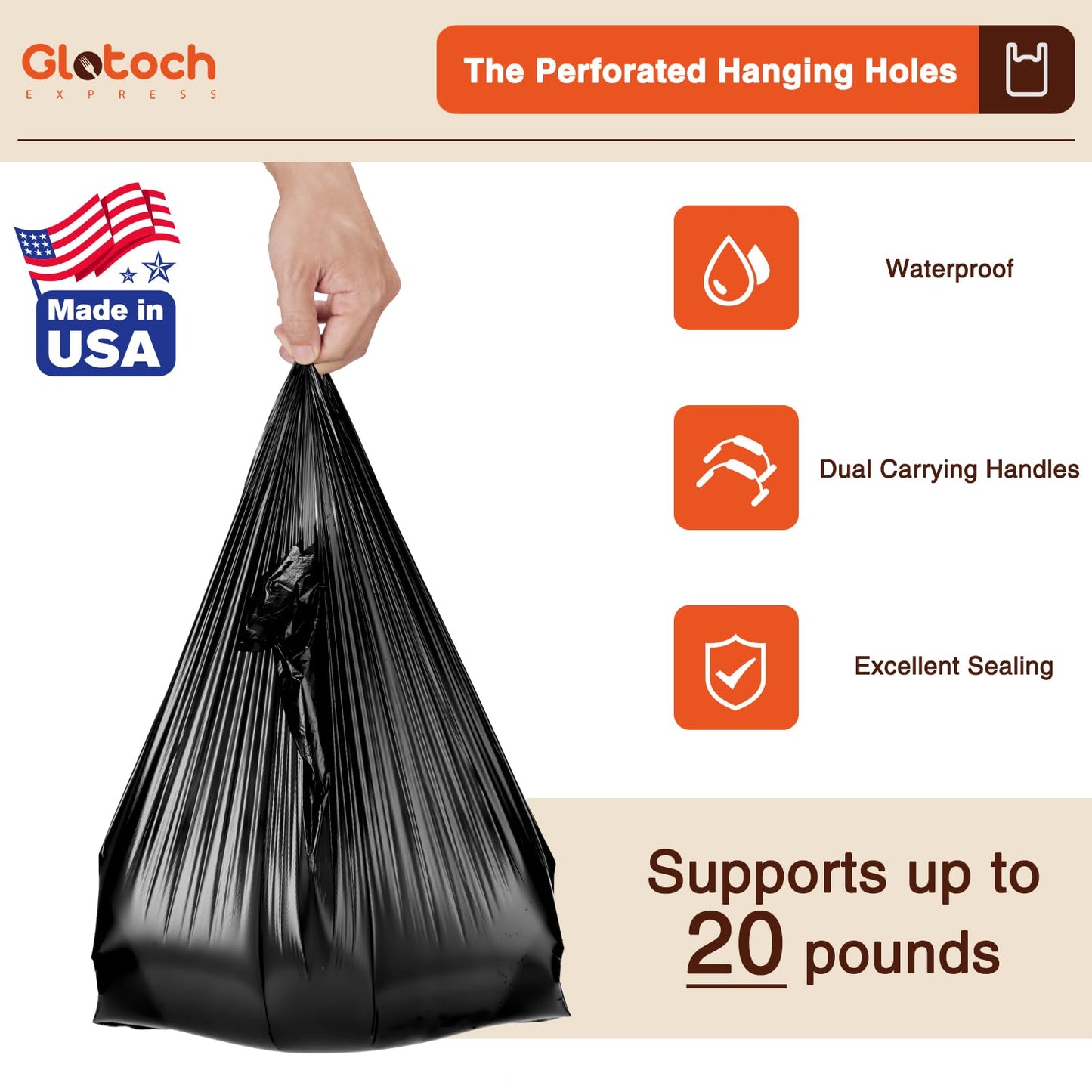 Glotoch 1000 Count Plastic T-shirt Bags Black, 11.5" x 6.5" x 21" Grocery Bags with Handles for Restaurant, Retail, Grocery Store, Takeout, Convenience Stores, Shopping Bag in Bulk