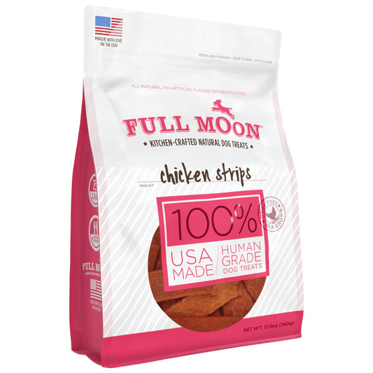 Full Moon Chicken Strips Healthy All Natural Dog Treats Human Grade Made in USA Grain Free 12 oz