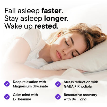 Magnesium Glycinate Sleep Complex – L-Theanine, GABA, Rhodiola, Zinc & B6 – Non-Melatonin Natural Sleep Support, Calm & Stress Relief – Vital Form – 200mg Magnesium – 100 Capsules