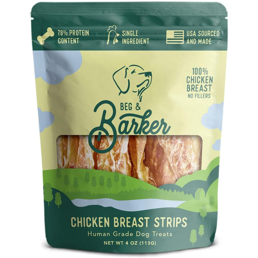 Beg & Barker Chicken Jerky for Dogs - Dog Training Treats - Natural Dog Treats Made in The USA - Grain Free, Diabetic-Friendly, High Protein, Sugar-Free (Chicken Dog Jerky)