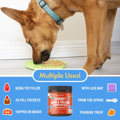 Visionary Pet Foods Lamb and Tallow Meat Spread - Healthy Dog Treat - Alternative to Dog Peanut Butter, Xylitol Free, No Sugar and Filler Free - Use on Lick Mat, Food Mixer, Pill Pockets - 12oz Jar