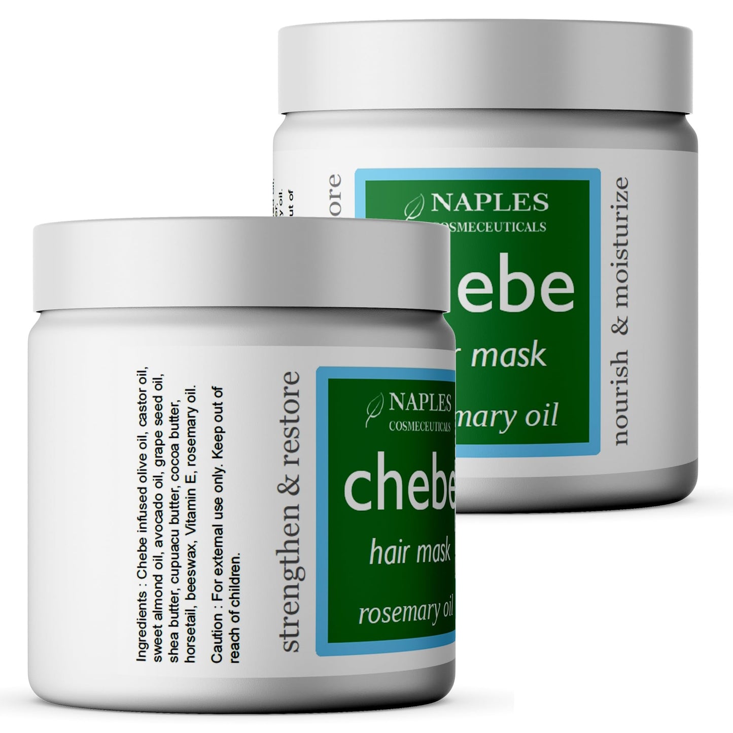 Naples Cosmeceuticals Chebe Hair Mask Hair Butter Serum Conditioner with Chebe Powder Rosemary Oil for Thickening Strengthening Growth For All Hair Types Made in USA