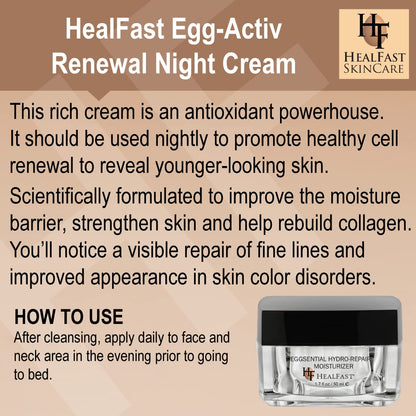 HealFast Egg-Activ Renewal Night Cream For Face – Enhance Your Anti-aging Skincare Routine – Promotes Healthy Cell Regeneration for Younger-Looking complexion – For Both Men and Women