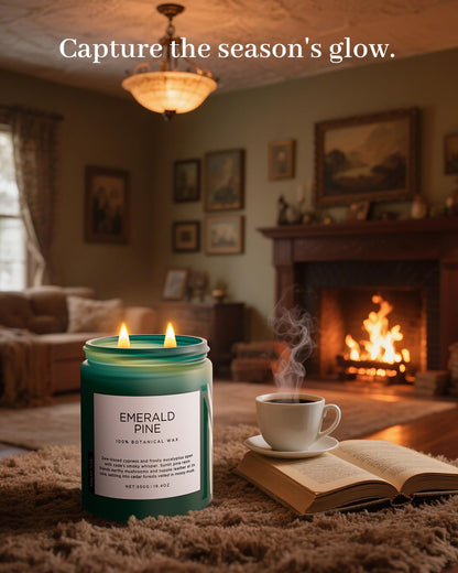 M&SENSE Pine Scented Candles Natural Soy Wax Clean Non Toxic 19.4oz 110 Hours Large Long Lasting Christmas Winter Scented 2 Wicks Candle Gift for Holiday & Family Friends Teachers