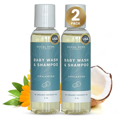 SoCal Suds & Company 2oz Organic Baby Wash & Shampoo- Fragrance Free- 2 Pack