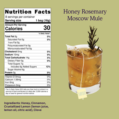 SAYSO Honey Rosemary Moscow Mule | The Original Craft Cocktail Tea Bag Mixer (Steep in Vodka & Cold Water, Enjoy in 1 Min) or Skip the Spirit for Mocktail | Organic, Certified Gluten-free & Non-GMO, 8 Count