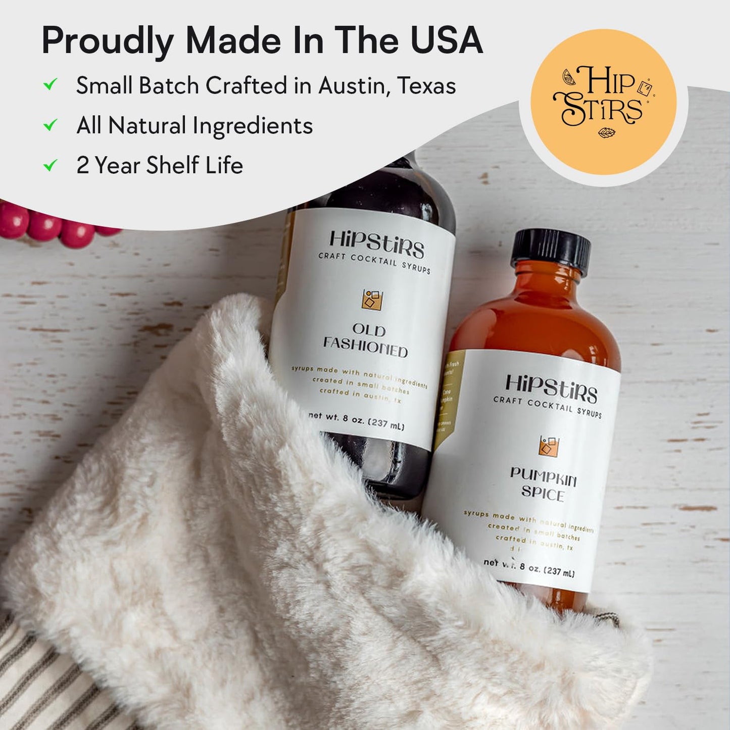 HipStirs Old Fashioned Mix - Our Artisan Old Fashioned Syrup uses Real Blood Orange Bitters for Cocktails to Make it a Rich and Timeless Winter Drink Mixer (8 Fl Oz)