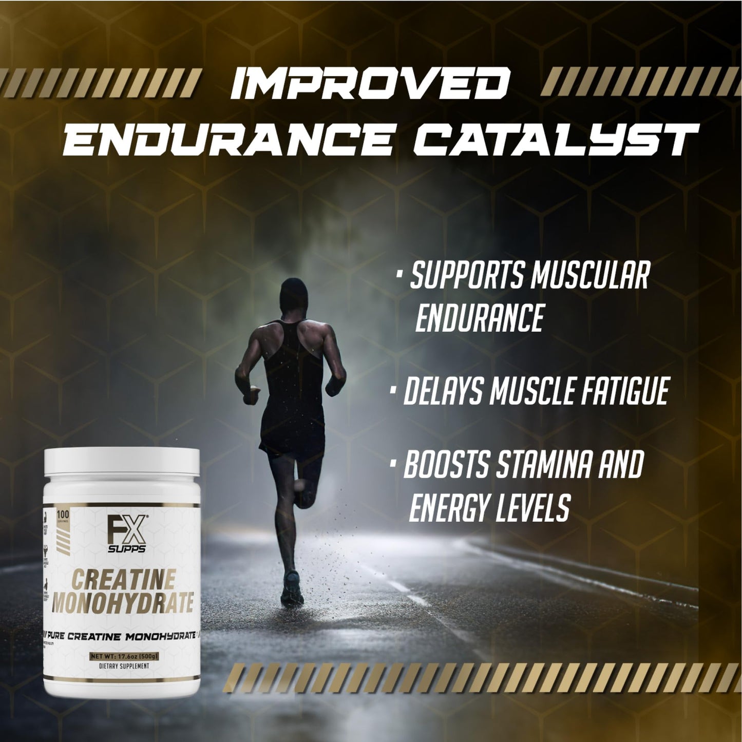 FXSUPPS Creatine Monohydrate Powder | Unflavored Micronized Creatine Powder | Fast-Absorbing Keto-Friendly Micronized Creatine Monohydrate | Creatine Powder for Muscle Gains and Recover
