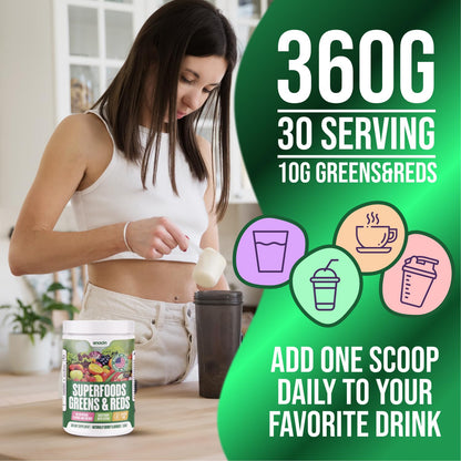 anocin Superfood Greens Powder, Digestive Enzymes with Probiotics + Prebiotics, Gut Health, Bloating Relief for Women, Chlorella, Green Juice Mix with Beet Root Powder
