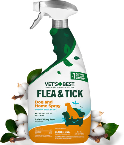 Vet’s Best Flea & Tick Home Spray for Dogs – Dog Flea & Tick Aid – Made in The USA – Flea & Tick Home Spray – Flea Protection for Dogs