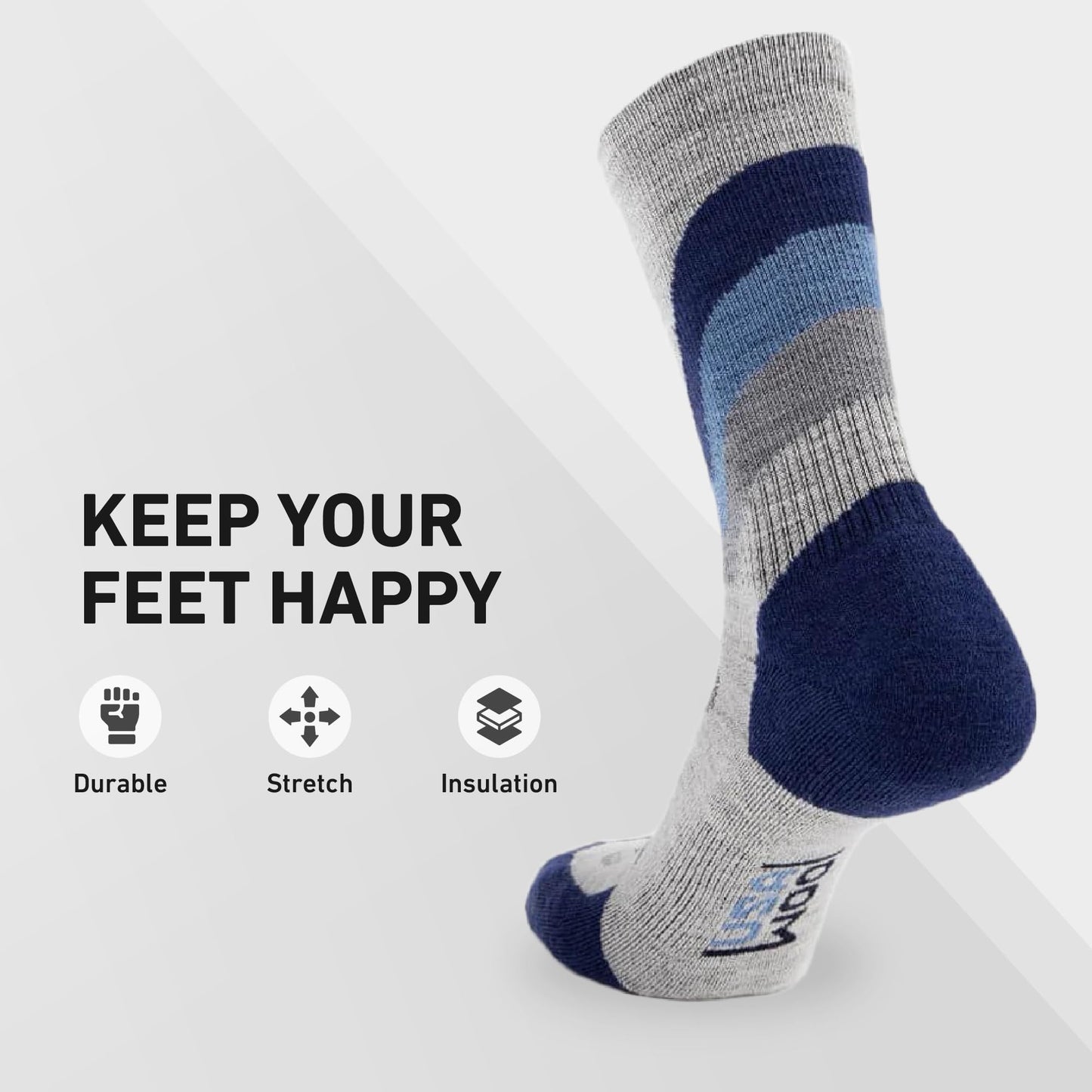 GRIP6 Crew Socks - Merino Wool Socks Made in the USA, Lightweight Wool Hiking Socks, Crew Socks for Men and Women - Cold Weather Gear