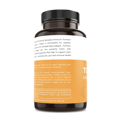 Thomas' all-natural Remedies Turmeric Curcumin and Ginger with Black Pepper, Organic Turmeric Joint Support Supplement- 95% Curcumin - NO fillers, Vegan - 120ct