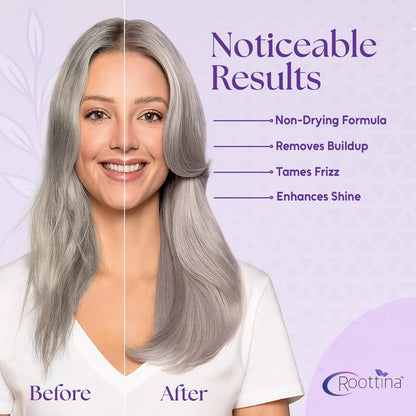 ROOTTINA Purple Shampoo and Conditioner Set for Grey Hair – Silver & White, Balance & Bright, Brass Neutralizing, High Hydration Without Drying Out, Sulfate-Free, Made in USA, 16 fl oz Each