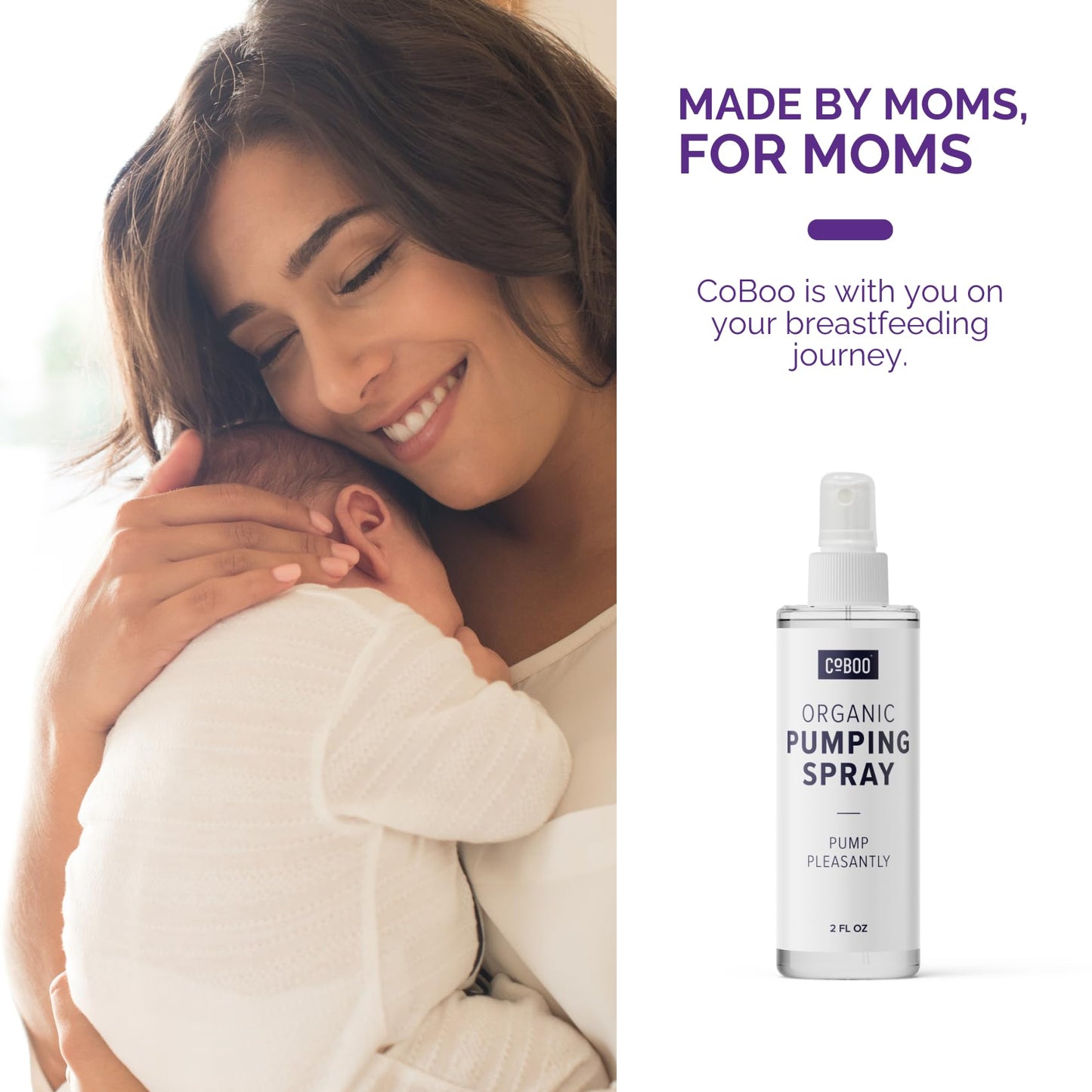 CoBoo Pumping Spray 2 Fl Oz | Organic Skin Lubricant for Breast Pumping | Pump Flange Spray for Breast Shields | Vegan & Lanolin Free, Made in USA | Helps Sore Nipples & Clogged Milk Ducts