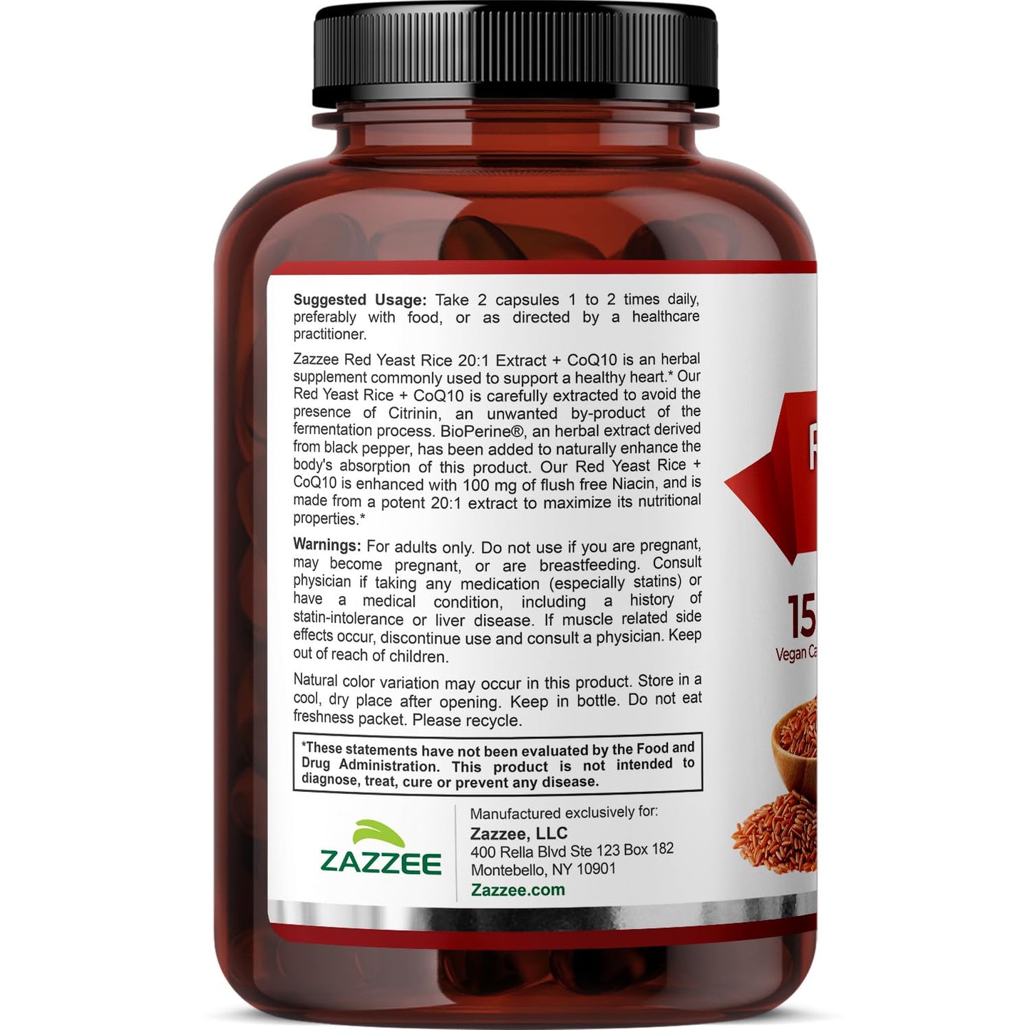 Extra Strength Red Yeast Rice with CoQ10 - 20X Concentrated 1200mg Red Yeast Rice Supplement with Niacin CoQ 10 and BioPerine for Enhanced Absorption - Non-GMO Vegan & ISO Lab Tested (75 Servings)