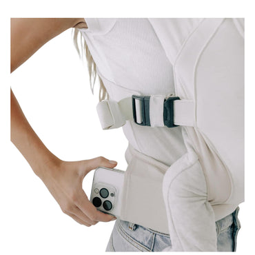 Tushbaby Pearl Newborn Carrier – Ergonomic Wrap for Newborns 8-20 lbs – Hands-Free Baby Carrier with Storage, Bottle Holder & Wipe Attachment – Soft, Breathable Fabric & Adjustable Fit - Cream